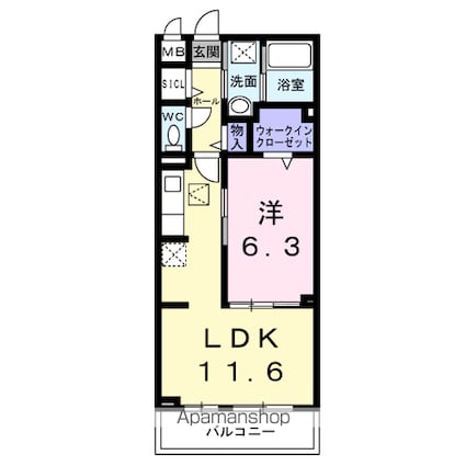 ルーチェ[1LDK/42.59m2]の間取図