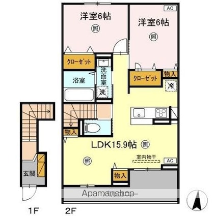 Ｌａ　ｍｅｒ　Ｋｏｕ（ラ・メール　コウ）[2LDK/67.53m2]の間取図