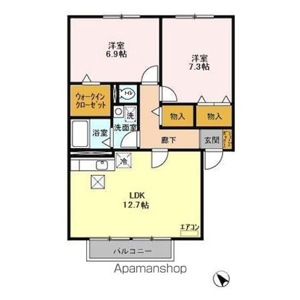 神栖町モンプチ[2LDK/62.1m2]の間取図