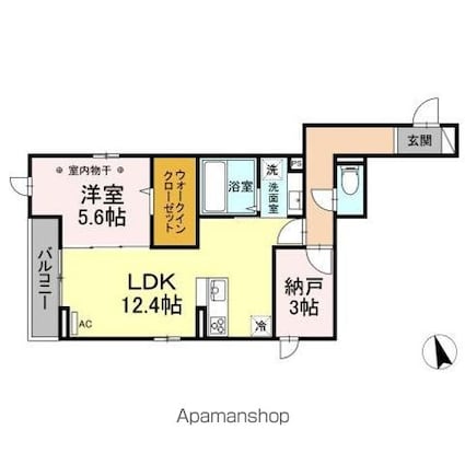 Ｄーｒｏｏｍ白萩町[1LDK/56.36m2]の間取図
