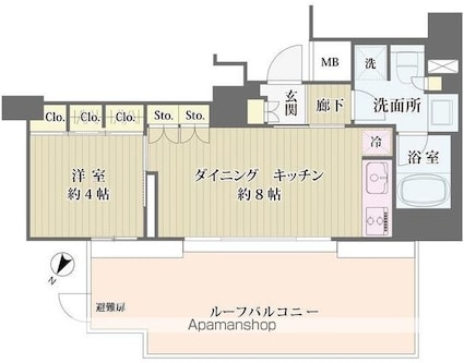 ＩＢＩＳ市ヶ谷[1LDK/32.15m2]の間取図