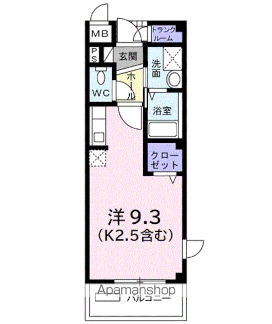 エンピエッサ東大和[1R/25.72m2]の間取図