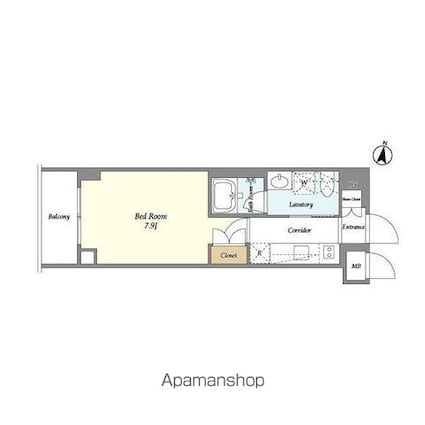 ＬａＳａｎｔｅ桜新町[1K/25.75m2]の間取図