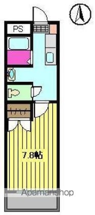 ブラウンハイム土居田[1K/24.8m2]の間取図