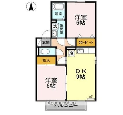 香川県高松市伏石町[2DK/50.42m2]の間取図