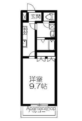 イーストリバー[1K/29.75m2]の間取図