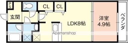 和歌山県和歌山市新在家[1LDK/31.5m2]の間取図
