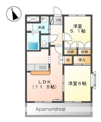 リオ・グランデ[2LDK/51.66m2]の間取図