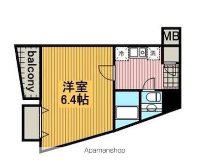 ＣＹＮＴＨＩＡ　ＦＯＵＲーＤ　ＳＡＮＧＥＮＪＡＹＡ[1K/23.17m2]の間取図