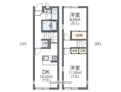 レオパレスパークハイム[2DK/49.2m2]の間取図
