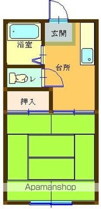 福島県福島市八木田字中島[1K/26.4m2]の間取図