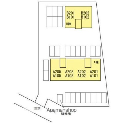 メゾンプリネール　Ａ棟[2LDK/53.48m2]の配置図
