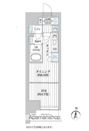 ライオンズフォーシア清澄白河[1DK/27.29m2]の間取図