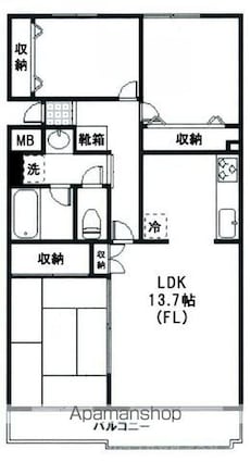 グランドゥール宮崎台[3LDK/64.1m2]の間取図