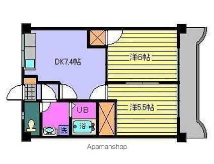 第８９杉フラット　ＹＵＵ[2DK/40.5m2]の間取図