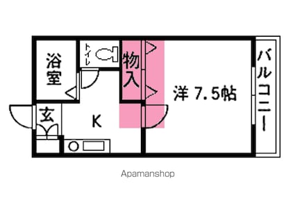 ウエルネス八木山[1K/23.18m2]の間取図