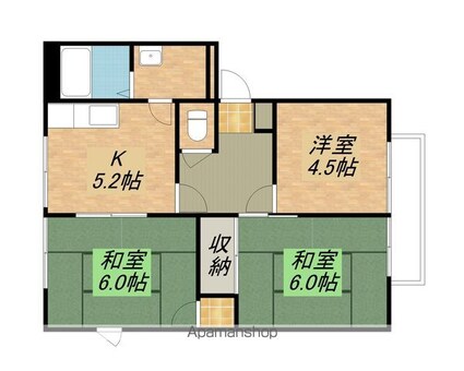 ダイヤモンドシーダー弐番館・参番館[3DK/46.75m2]の間取図