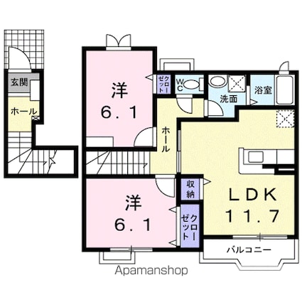 オーブ　アール・ケイ[2LDK/60.51m2]の間取図
