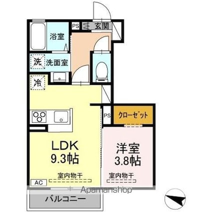 トリシア篠ノ井[1LDK/33.93m2]の間取図