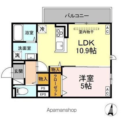 トリシア東和田　Ｅ棟[1LDK/40.29m2]の間取図