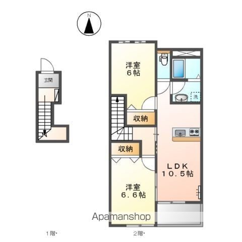 【羽島郡笠松町田代のアパートの間取り】