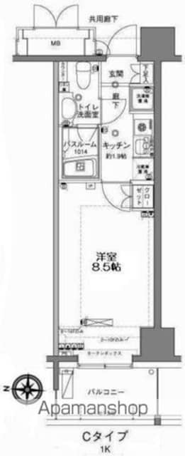 ＭＦＰＲコート木場公園[1K/25.58m2]の間取図