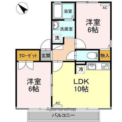 香川県高松市木太町[2LDK/50.47m2]の間取図