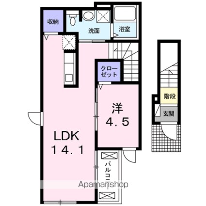 リベーラ　楽々園[1LDK/45.7m2]の間取図