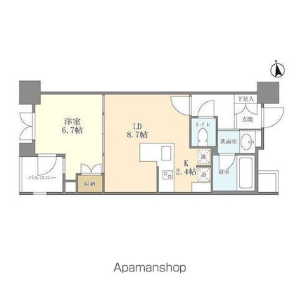 シティハウス東京新橋[1LDK/36.83m2]の間取図