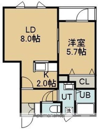 ハイツｊ＆ｔ[1LDK/36.9m2]の間取図