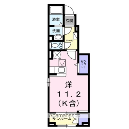 フェリスタ国立[1R/33.1m2]の間取図