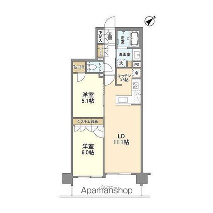 ＡＲＫ　ＣＩＴＹ船堀[2LDK/57m2]の間取図