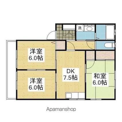 ディアス村上　Ａ棟[3DK/56.7m2]の間取図