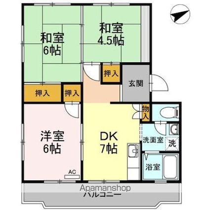 川口東マンション[3DK/52.11m2]の間取図