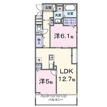 コレッソ・ｍ[2LDK/56.92m2]の間取図