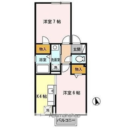 セジュール２５２[2K/41.26m2]の間取図