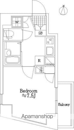 アデッソ旗の台[1K/24.37m2]の間取図