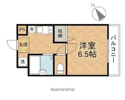 コンフォートヴィレッジ内田[1K/22.76m2]の間取図