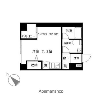 ハイリーフ上野[1K/25.03m2]の間取図