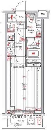 ＴＨＥ　ＨＯＵＳＥ　赤坂檜町[1K/25.5m2]の間取図