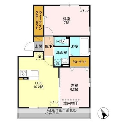ラファエル[2LDK/52.54m2]の間取図