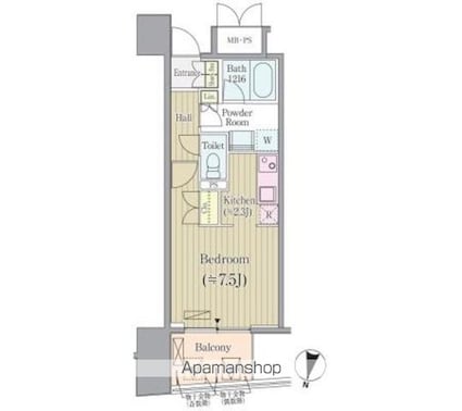 リンデンコート市ヶ谷[1K/28.05m2]の間取図