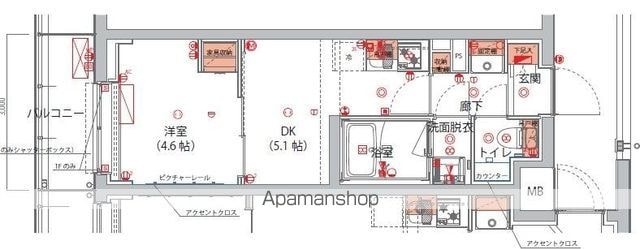 東京都新宿区山吹町[1DK/25.8m2]の間取図