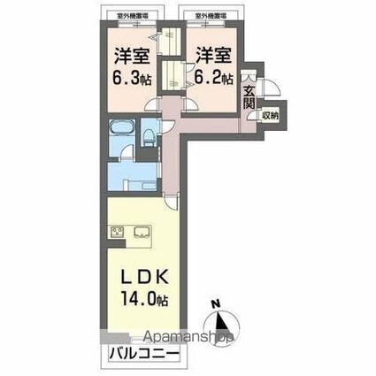香川県高松市木太町[2LDK/66.92m2]の間取図