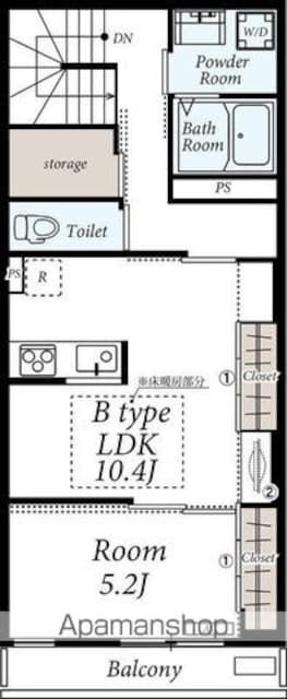 リブリ・府中是政[1LDK/49.43m2]の間取図