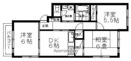 金井マンションＡ棟[3DK/52.78m2]の間取図