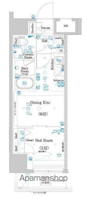 ラフィスタお花茶屋[1DK/25.68m2]の間取図