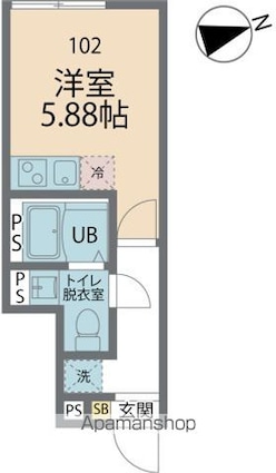カインドネス国分寺本多[1R/18.01m2]の間取図