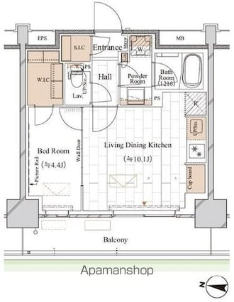 ブランシエスタ木場[1LDK/36.66m2]の間取図