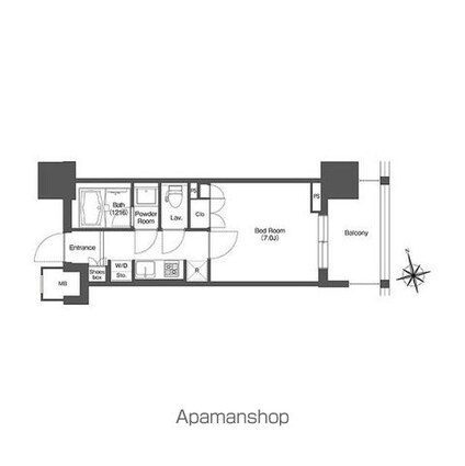 ＬＩＢＲ　ＧＲＡＮＴ　西新宿ＷＥＳＴ[1K/25.37m2]の間取図